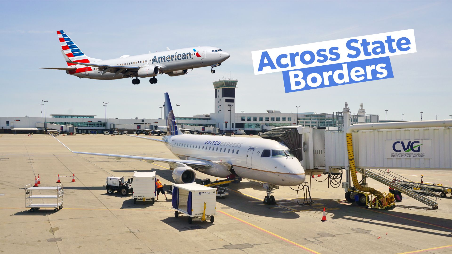 4 aeroportos dos EUA localizados em diferentes estados das cidades que servem