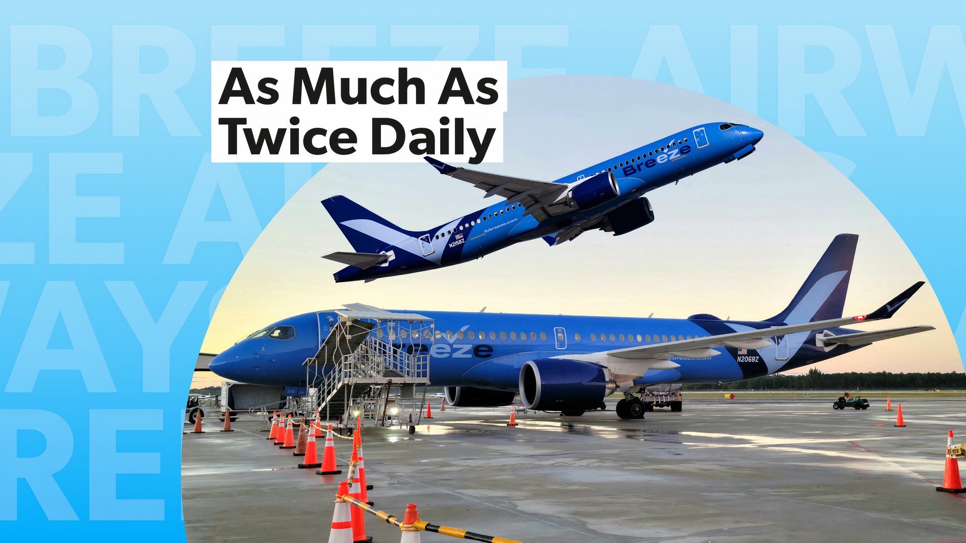 As rotas mais frequentes da Breeze Airways