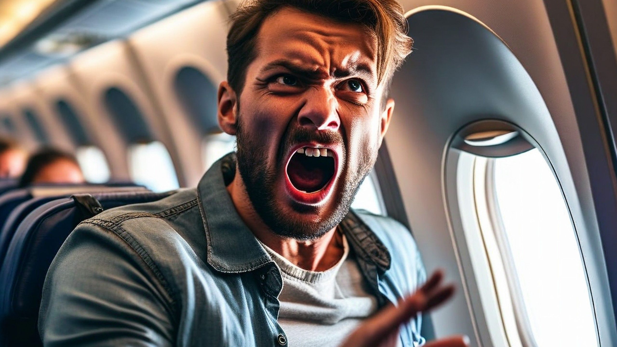 Momentos aterradores para los pasajeros en el vuelo de Frontier Airlines después de que el pasajero combativo intenta romper la ventana en el aire