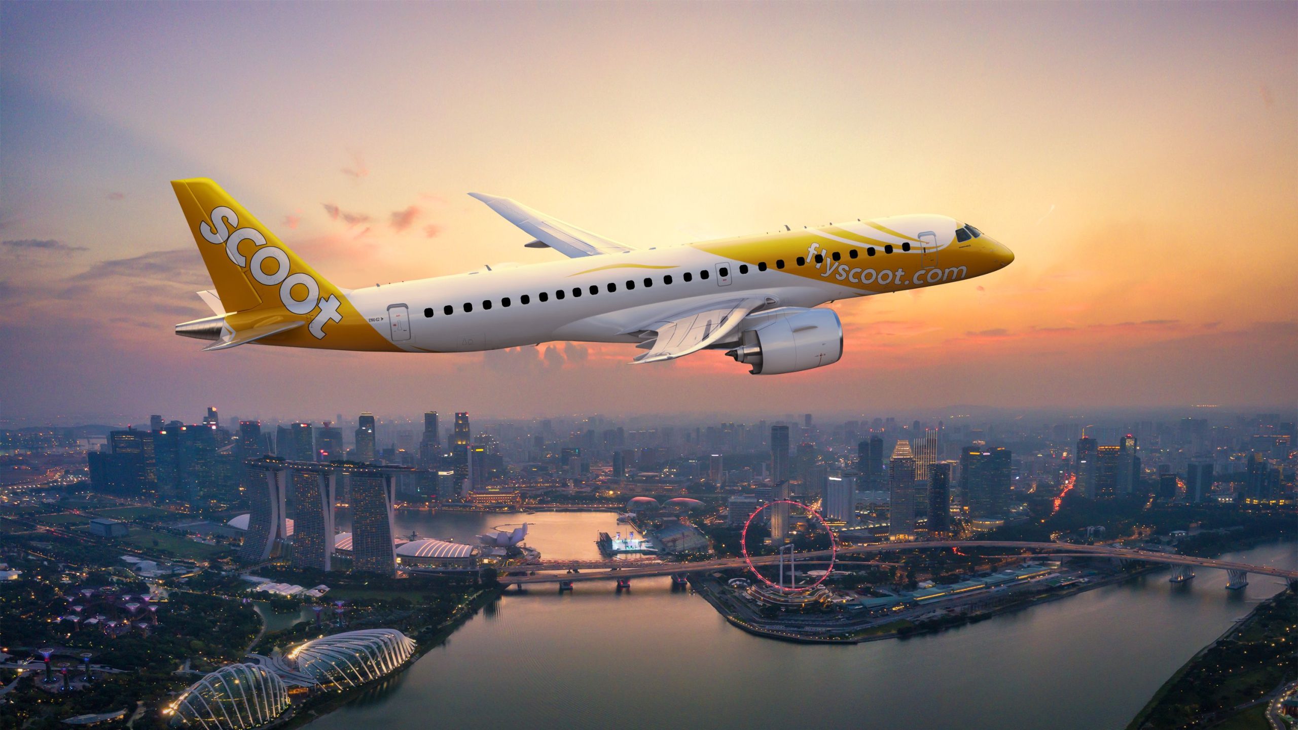 Scoot presenta la fecha inaugural para los vuelos y los nuevos destinos de Embraer E190-E2