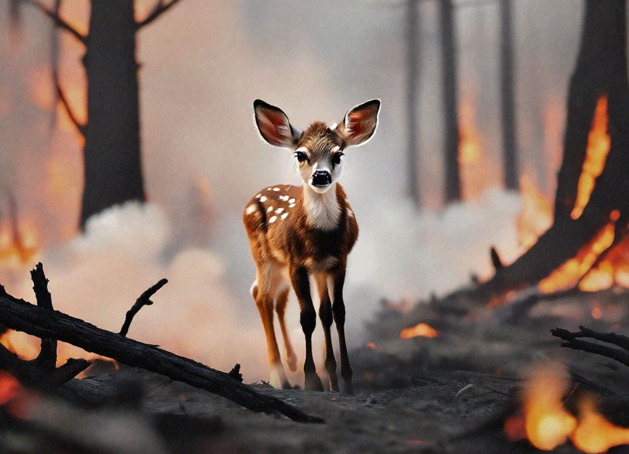 Danger pour la faune comme le sud de la Californie Burns: Viral Video montre Fawn Seeking Refuge en dehors de son habitat