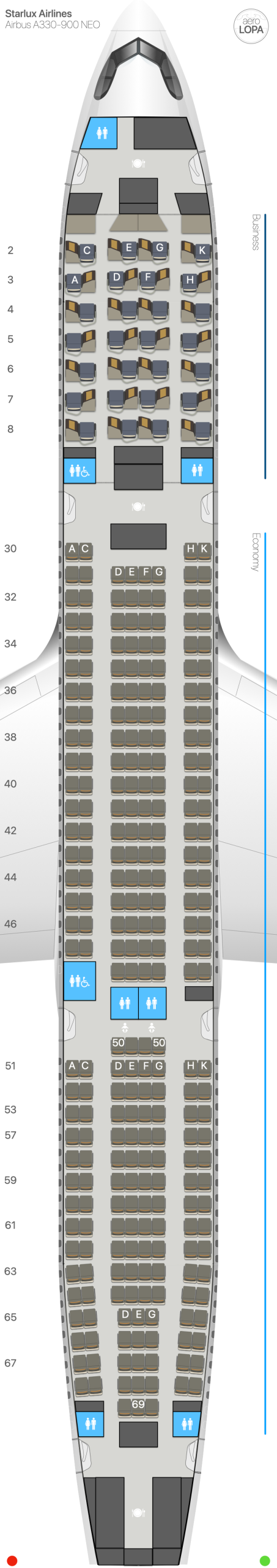 Le 10 compagnie aeree che volano aeromobili Airbus A330-900: Cabine confrontate