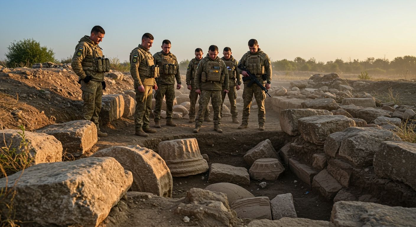 Las tropas de Ucrania descubrieron accidentalmente un antiguo sitio de entierro griego mientras cavaban defensas
