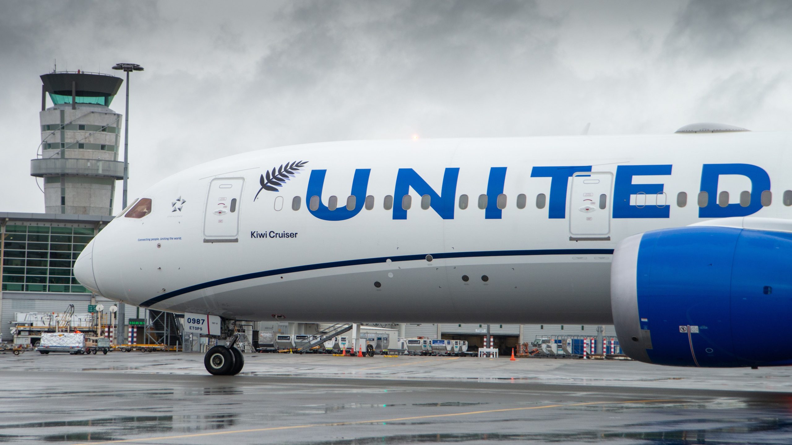 United Airlines Kiwi Cruiser Boeing 787 retorna a Christchurch