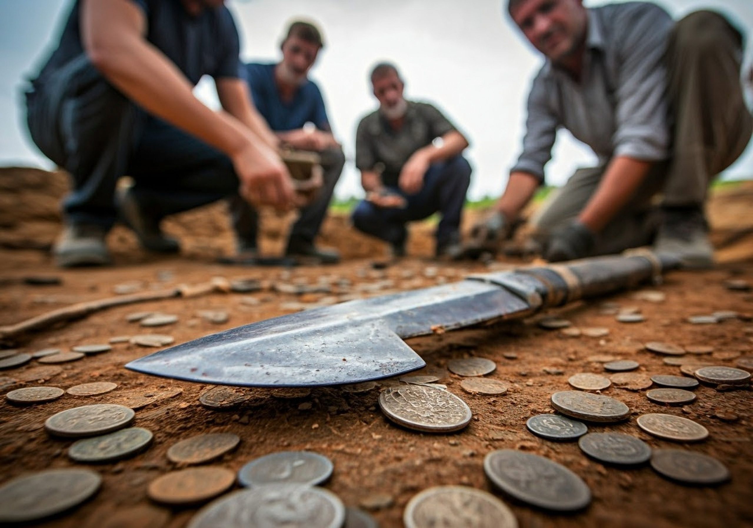 Pirâmide antiga misteriosa cheia de armas e moedas descobertas por arqueólogos