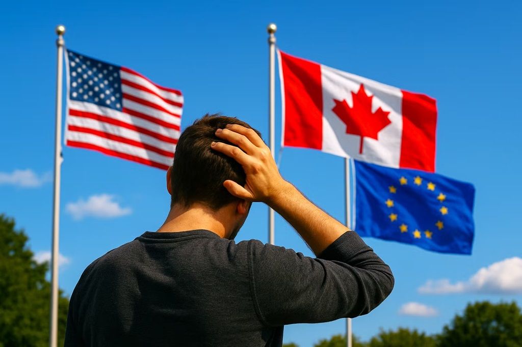 Los estadounidenses son demasiado conscientes de conscientes para visitar Europa, mientras que los canadienses acuden libremente en el continente