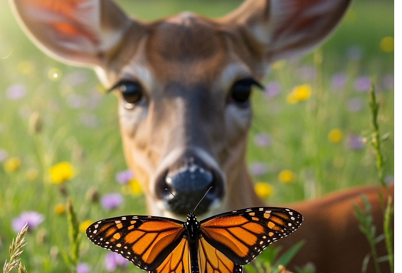 Llinois State Animal Showdown: Cerf à queue blanche vs papillon monarque